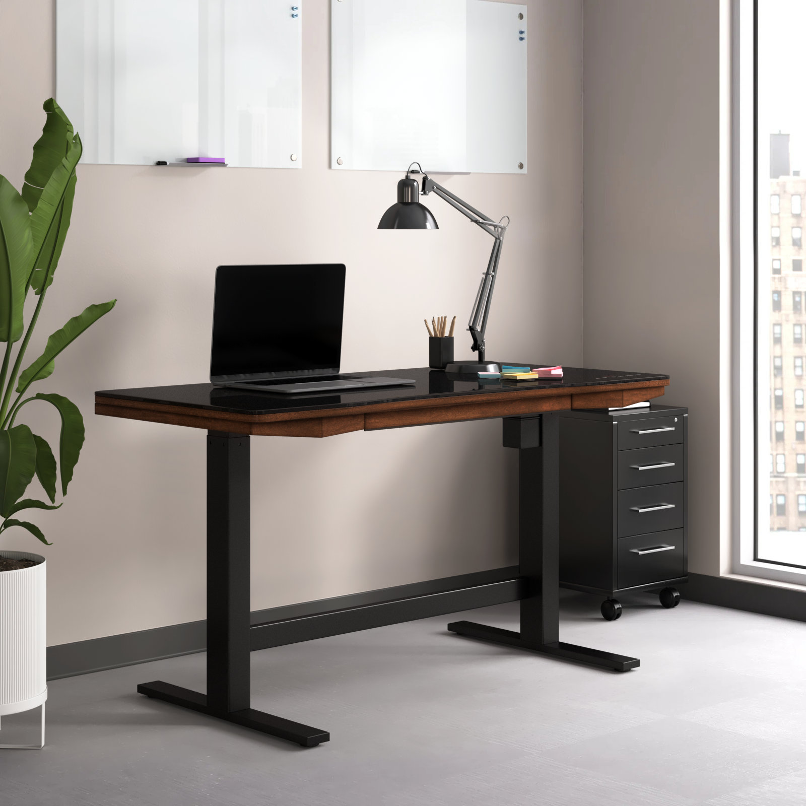 Electric standing desk glass top online